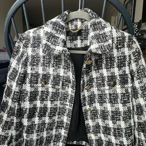 Women's Black and White Plaid Jacket